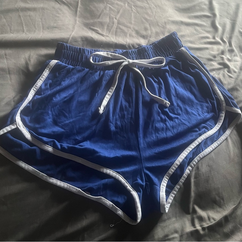 Blue Women's Shorts with White Trim
